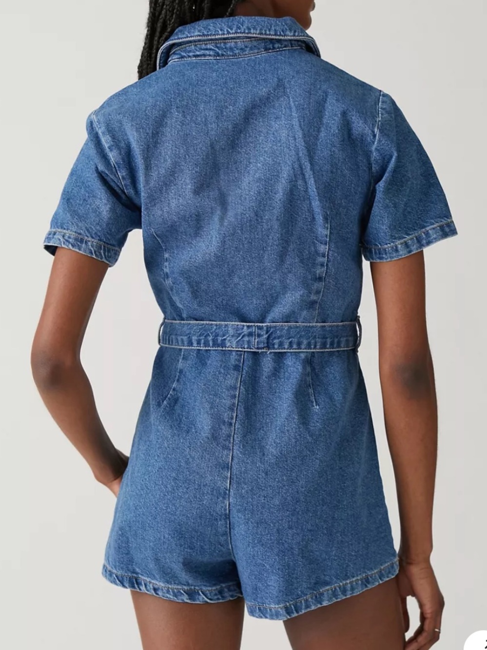 BDG Urban Outfitters UO Size 0 XS Hello Sunshine Denim Belted Romper - Picture 4 of 10